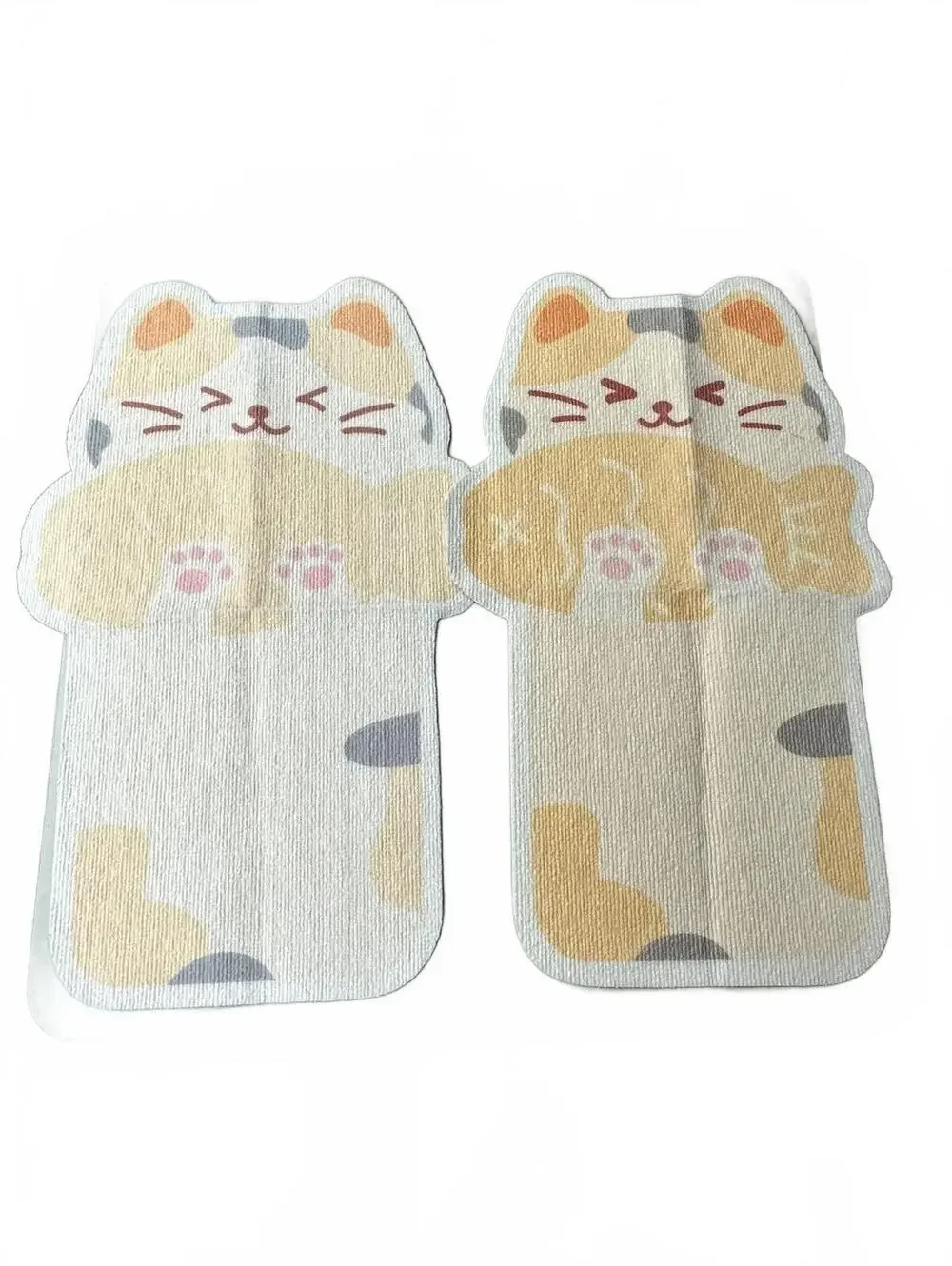 Pair of Cute Cat-Shaped Floor Mats with Fish Design